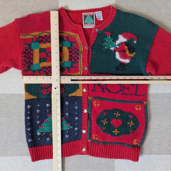 Vintage 90s Casual Corner chunky knit holiday Christmas Noel cardigan - Picture 5 of 7